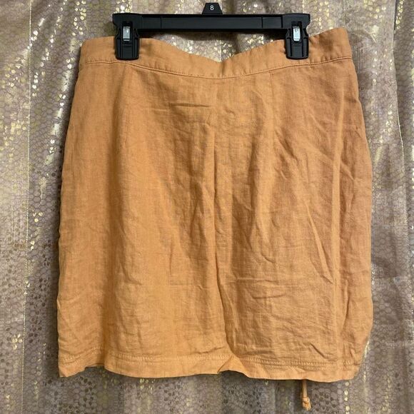 Free People Tori Side Ruched Mini Skirt Mustard Yellow Linen Blend Small NWOT - Picture 3 of 7